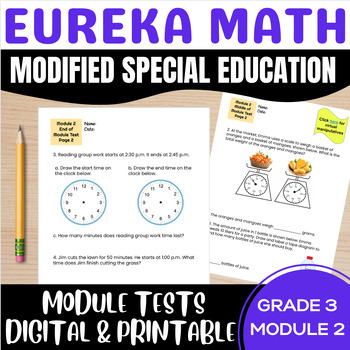 Preview of Special Education Engage NY {Eureka} Math Grade 3 Modified Module 2 Tests