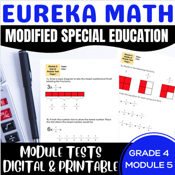 Preview of Special Education Engage NY {Eureka} Math Grade 4 Modified Mid End Module 5 Test