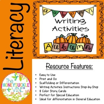 Preview of Fall Differentiated Writing Activities Story Prompts and Story Cards