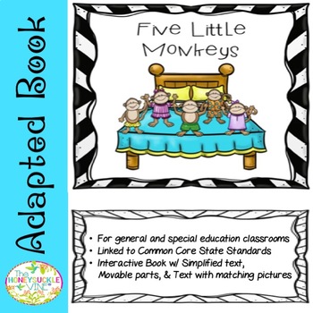 Preview of Special Education Five Little Monkeys Adapted Book Activities Puppets