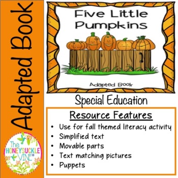 Preview of Special Education Five Little Pumpkins Adapted Book Literacy Fall Reading