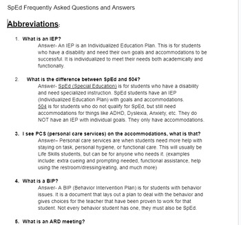 Preview of Special Education Frequently Asked Questions and Answers