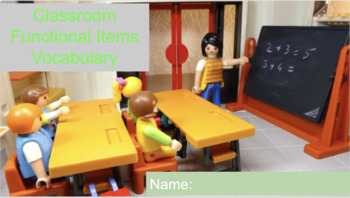Preview of Special Education Functional Items Vocab Unit (text, labels, GSlide, labels,quiz