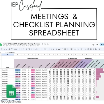 Preview of Special Education IEP Caseload Meetings Checklist Planning & Tracking Sheet