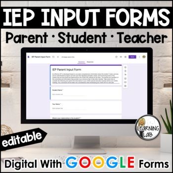 Preview of Special Education - IEP Input Forms (GOOGLE)