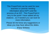 Special Education IEP Power Pointpower for GE teachers, pa