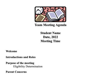 Preview of Special Education Initial Eligibility Team Meeting Agenda