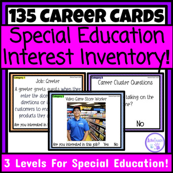 Preview of Special Education Interest Inventory Activity Career Task Cards Career Clusters
