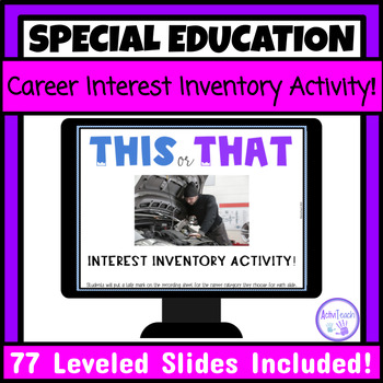 Preview of Special Education Interest Inventory Activity Vocational Job Career Day Activity