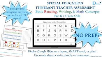 Preview of Special Education Itinerant Teacher/SEIT Pre-K 4 Assessment