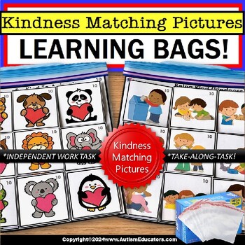 Preview of Special Education Learning Bag for Autism - Picture Matching Kindness Activities
