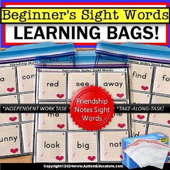 Preview of Special Education Learning Bag for Autism - Reading for Beginner Sight Words