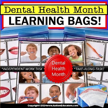 Preview of Special Education Learning Bag for Autism - Dental Health Month Match Pictures