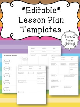 Preview of Special Education Lesson Plan Template EDITABLE- Rainbow
