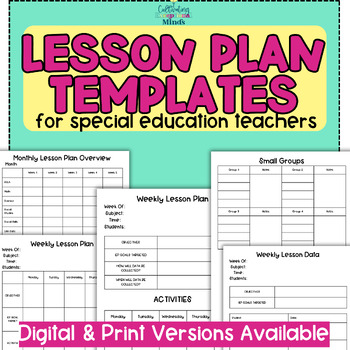Preview of Special Education Lesson Plan Template Special Ed Lesson Plans Self Contained 