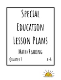 Special Education Lesson Plans Q1