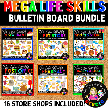 Preview of Special Education Life Skills Bulletin Board Store Vocational Visual Shop Bundle