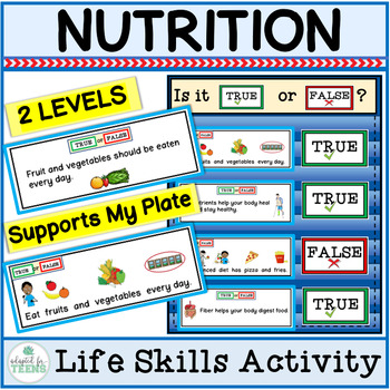 Preview of Special Education Life Skills Interactive Nutrition True-False Activity