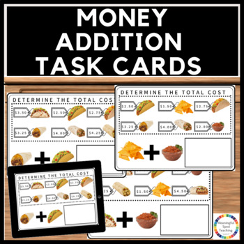 Preview of Taco Shop Life Skills Money Addition Task Cards for Special Education