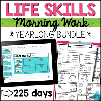 Preview of Special Education Life Skills Morning Work and Daily Warm Up Activities BUNDLE