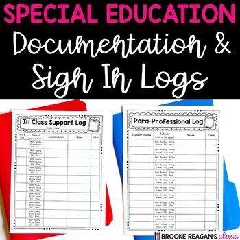 Preview of Special Education Time Sheets, Service Documentation and Sign in Logs
