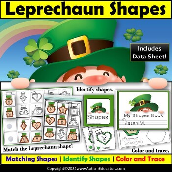 Preview of Shapes Leprechaun Matching and Tracing for Special Education and Autism