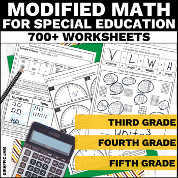 Preview of Special Education Math 3rd 4th 5th Grade Worksheets Special Ed Modified Math