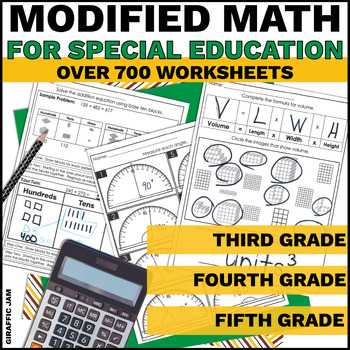 Preview of Special Education Math 3rd 4th 5th Grade Worksheets Special Ed Modified Math