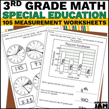 Preview of Special Education Math 3rd Grade Measurement Modified Worksheets Spec Ed Math