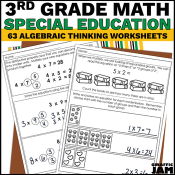 Preview of Special Education Math 3rd Grade O&A Modified Worksheets Spec Ed Math