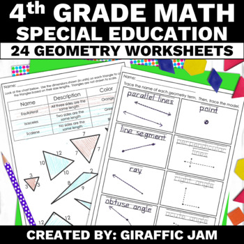 Preview of Special Education Math 4th Grade Geometry Worksheets Special Ed Geometry