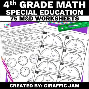 Preview of Special Education Math 4th Grade Measurement Worksheets | Special Ed Measurement