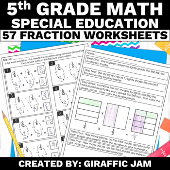 Special Education Math 5th Grade Fractions Modified Worksheets Special Ed