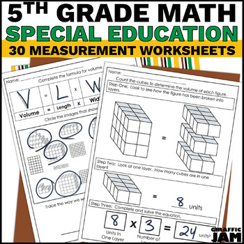 Preview of Special Education Math 5th Grade Measurement Modified Worksheets Spec Ed