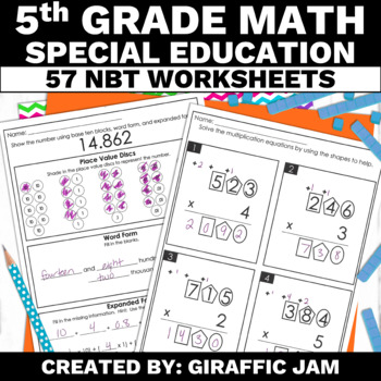 Preview of Special Education Math 5th Grade Place Value Modified Worksheets for Spec Ed
