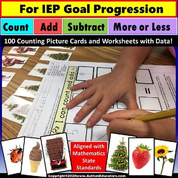 Preview of Special Education Math Center Activity for IEP Goal Progression with Data