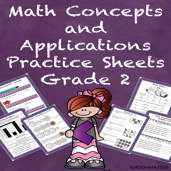 Preview of Special Education Math Concepts and Applications Grade 2 Practice Sheets