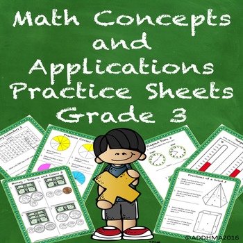 Preview of Special Education Math Concepts and Applications Practice Sheets Grade 3