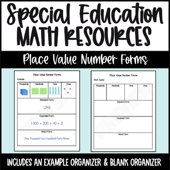 Preview of Special Education - Math Tool Resources - Place Value Number Forms
