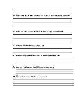 Special Education Parent Questionnaire about child | TPT