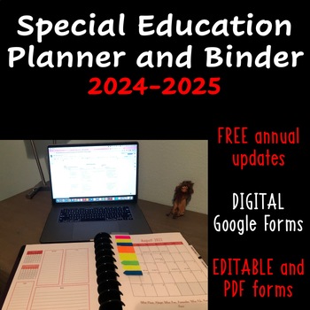 Preview of Special Education Planner and Binder 2023-2024 -- FREE UPDATES!