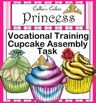 Preview of Special Education Task Box Princess Cupcake Assembly