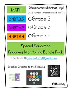 Preview of Bundle Pack/Grades 2-4 Special Education Progress Monitoring