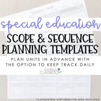 Preview of Special Education Scope & Sequence Planning Templates (EDITABLE)
