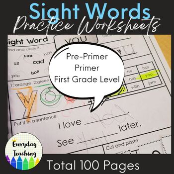 Preview of Special Education Sight Words Simple Worksheets