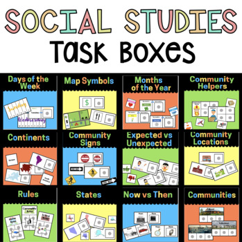 Preview of Special Education Social Studies Task Boxes 