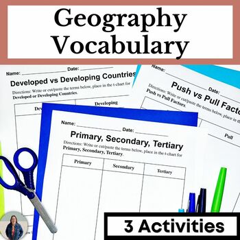 Preview of World Geography Vocabulary Cut & Paste Activities Social Studies Activities