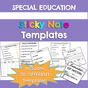 Preview of Special Education Sticky Note Templates