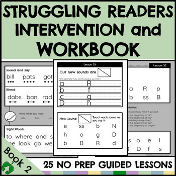 Preview of Book 2: Struggling Readers Intervention and Workbook Bundle/Special Ed/CVC