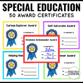 Special Education Student Awards - 50 Editable Certificate